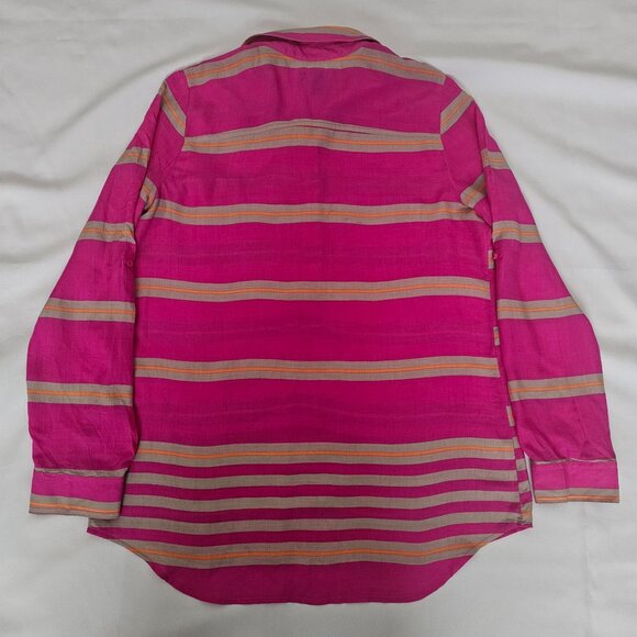 Old Navy Pink Stripe Chest Pockets Button Front Long Sleeve Shirt Women's Medium - Picture 3 of 16